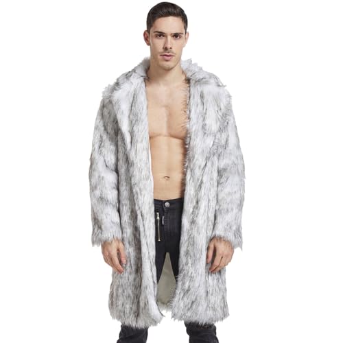 Duohropke Kunstpelzmantel Herren Lang Winter Warm Pelzmantel Mode Weich Kunstfelljacke Kunstpelz Jacke Lange Ärmel Winterjacke Übergrößen Wind Coat Faux Fur Parka Mäntel Cardigan Coat von Duohropke