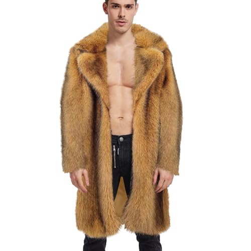 Duohropke Kunstpelzmantel Herren Lang Winter Warm Pelzmantel Mode Weich Kunstfelljacke Kunstpelz Jacke Lange Ärmel Winterjacke Übergrößen Wind Coat Faux Fur Parka Mäntel Cardigan Coat von Duohropke