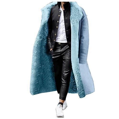 Duohropke Kunstpelzmantel Herren Lang Winter Warm Pelzmantel Mode Weich Kunstfelljacke Kunstpelz Jacke Lange Ärmel Winterjacke Übergrößen Wind Coat Faux Fur Parka Mäntel Cardigan Coat von Duohropke