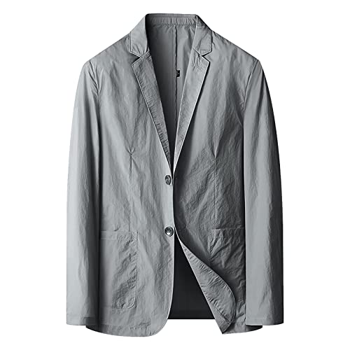 Duohropke Lässiger Sommer-Blazer Herren Leichter Anzug Blazer Freizeit Anzugjacke Sommersakko Einfarbig Blazer Jackett für Männer Slim Stehkragen Anzug Jacket für Business von Duohropke