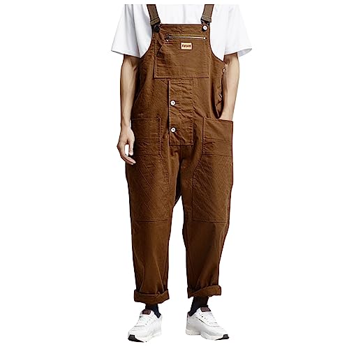 Duohropke Latzhose Herren Denim Overalls Arbeitskleidung Cargo Jeans Arbeitshose Slim Fit Casual Verstellbare Träger Jumpsuit mit Taschen Hosenanzug Sommer Streetwear Outdoor Sporthose von Duohropke
