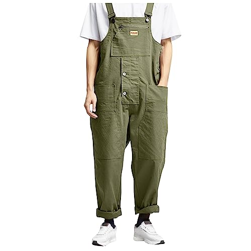 Duohropke Latzhose Herren Denim Overalls Arbeitskleidung Cargo Jeans Arbeitshose Slim Fit Casual Verstellbare Träger Jumpsuit mit Taschen Hosenanzug Sommer Streetwear Outdoor Sporthose von Duohropke