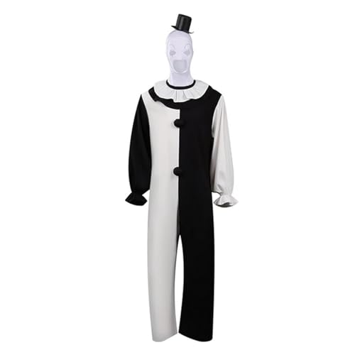 Duohropke Movie Killer Terrifier Clown Schwarz Weiß Jumpsuit Cosplay Kostüm Karneval Party Outfit für Herren Damen von Duohropke