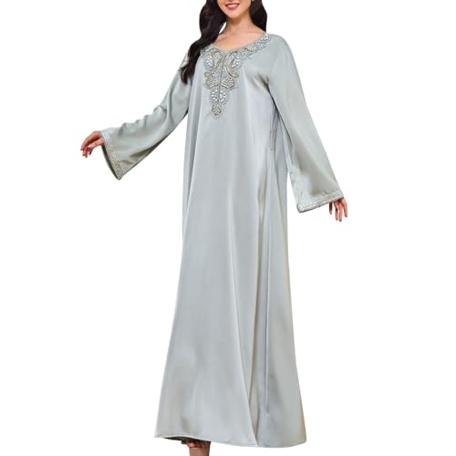 Duohropke Muslim Roben Frauen Muslimische Einfarbig Kleid Zweiteiliger Damen Islamische Ramadan Kleidung Lose Abaya Mode Maxikleid Moschee Fledermaus Gebetskleidung von Duohropke