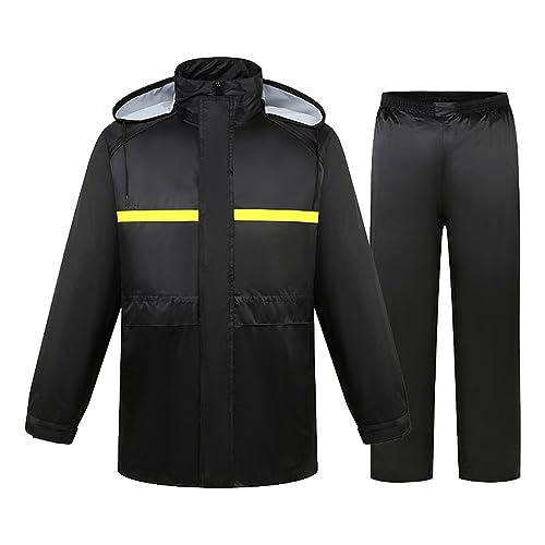 Duohropke Regenanzug Damen Herren mit Kapuze Wasserdichter Anzug Reflektierender Regenjacke und Regenhose Regenkleidung Fahrrad Outdoor Regenkombi Winddichte Regenset für Radfahren von Duohropke