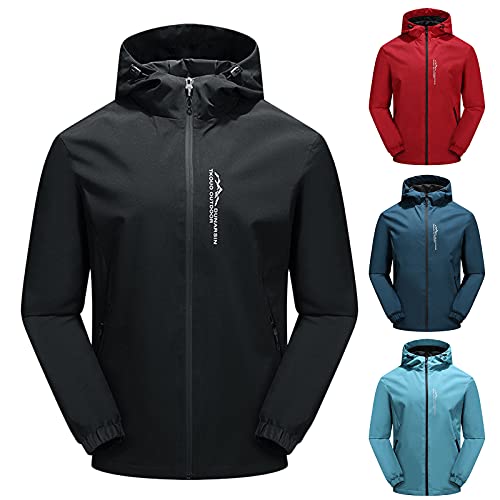 Duohropke Regenjacke Herren Wasserdicht Atmungsaktiv Softshelljacke Arbeitsjacke Große Größen Jacken Kapuzen Regenmantel Windstopper Softshelljacke Wanderjacke von Duohropke