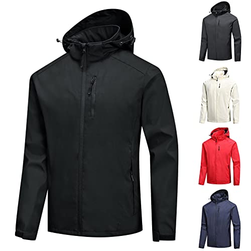 Duohropke Regenjacke Wasserdicht Herren Winddicht Atmungsaktiv Regenmantel Dünne Übergangsjacke Outdoor Fahrrad Wetterjacke Wanderjacke Funktionsjacke Mit Kapuze von Duohropke