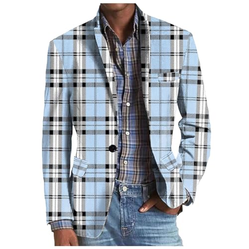 Duohropke Sakko Herren Vintage Karierter Blazer Regular Fit Modern Sakkos Gestreifter Männer Frühling Herbst Sweatsakko Freizeit Jackett Business Hochzeit Anzugjacke von Duohropke
