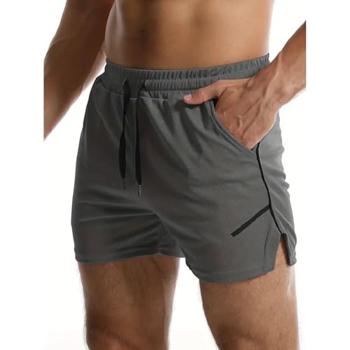 Duohropke Sport Shorts Herren Einfarbig Kurze Hosen Bermuda Jogginghose Sommer Sporthose Strand Sommershorts Elastische Taille Freizeithose Gym Fitness Trainingshose Bequem Laufhose von Duohropke