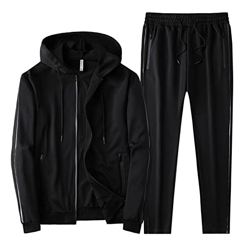 Duohropke Streatwear Trainingsanzüge für Herren Sportanzug Langarm 2 Teiliges Männer 2-teiliges Set lange Ärmellos O Ausschnitt Sportswear mit Taschen Zweiteiler Jogging Anzug Sweatshirt Hose von Duohropke