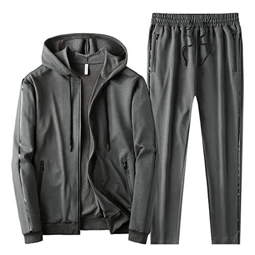 Duohropke Streatwear Trainingsanzüge für Herren Sportanzug Langarm 2 Teiliges Männer 2-teiliges Set lange Ärmellos O Ausschnitt Sportswear mit Taschen Zweiteiler Jogging Anzug Sweatshirt Hose von Duohropke