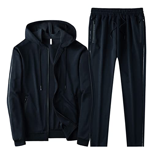 Duohropke Streatwear Trainingsanzüge für Herren Sportanzug Langarm 2 Teiliges Männer 2-teiliges Set lange Ärmellos O Ausschnitt Sportswear mit Taschen Zweiteiler Jogging Anzug Sweatshirt Hose von Duohropke