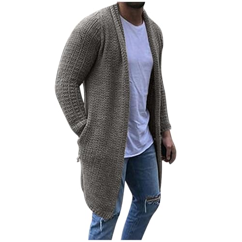 Duohropke Strickmantel Herren Lang Grobstrickjacke Basic Herbst Winter Jacke Vintage Strickjacke Große Größen Übergangsjacke Strick Cardigan Mit Taschen Casual Strickcardigan Bequeme Mantel von Duohropke