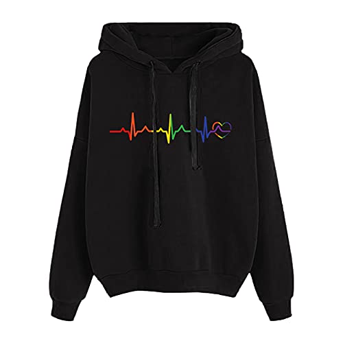 Duohropke Teenager Mädchen Hoodie Pullover Süss Sweatshirt mit Kapuze EKG-Muster Kapuzenpullover Sport Outerwear Warme Pullover Oberteile Back to School Supplies von Duohropke