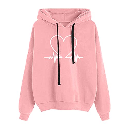 Duohropke Teenager Mädchen Hoodie Pullover Süss Sweatshirt mit Kapuze EKG-Muster Kapuzenpullover Sport Outerwear Warme Pullover Oberteile Back to School Supplies von Duohropke