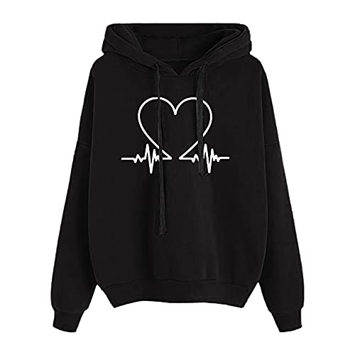 Duohropke Teenager Mädchen Hoodie Pullover Süss Sweatshirt mit Kapuze EKG-Muster Kapuzenpullover Sport Outerwear Warme Pullover Oberteile Back to School Supplies von Duohropke