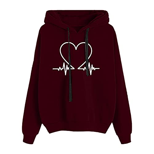 Duohropke Teenager Mädchen Hoodie Pullover Süss Sweatshirt mit Kapuze EKG-Muster Kapuzenpullover Sport Outerwear Warme Pullover Oberteile Back to School Supplies von Duohropke