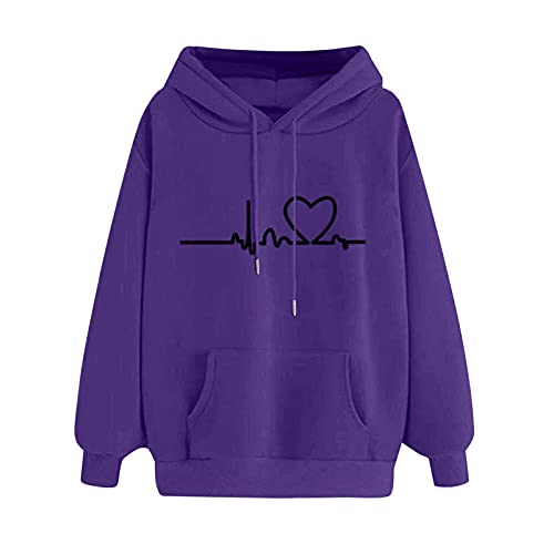Duohropke Teenager Mädchen Hoodie Pullover Süss Sweatshirt mit Kapuze EKG-Muster Kapuzenpullover Sport Outerwear Warme Pullover Oberteile Back to School Supplies von Duohropke
