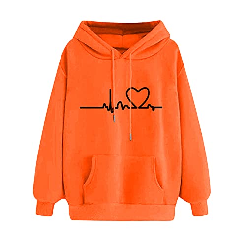 Duohropke Teenager Mädchen Hoodie Pullover Süss Sweatshirt mit Kapuze EKG-Muster Kapuzenpullover Sport Outerwear Warme Pullover Oberteile Back to School Supplies von Duohropke