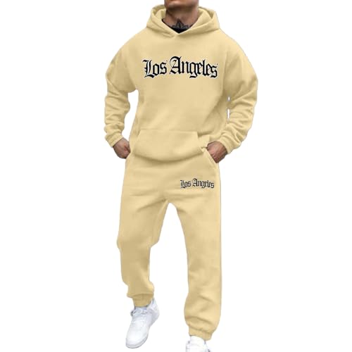 Duohropke Trainingsanzug Herren Jogginganzug Los Angeles Aufdruck Jogging Anzug Set Lose Hoodies und Jogginghosen Y2K Hip Hop Streetwear Unisex Pullover Lässig Oberteile und Sporthosen 2 Stück von Duohropke