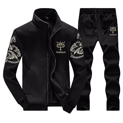 Duohropke Trainingsanzug Herren Winter Warm Jogginganzug mit Fleece Gefütterte, Männer Sportanzug Casual Kapuzenjacke Jogginghose Kombiteil Sweatjacke Traininghose Set von Duohropke