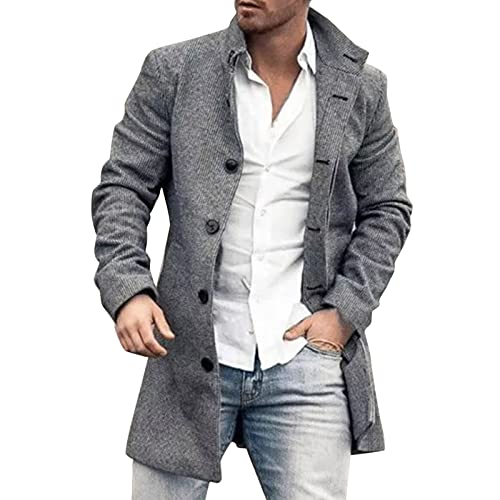 Duohropke Trenchcoat Herren Lang Schwarz Windbreaker Revers Lange Jacke Mantel Slim Fit Wollmantel Business Übergangsjacke Frühling Lässiger Wintermantel Langarm Wintermantel Business Jacke von Duohropke