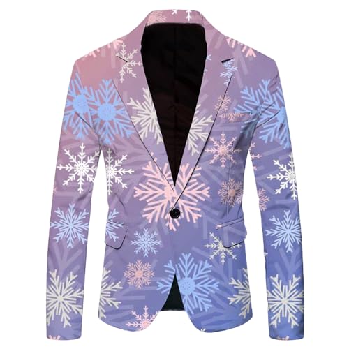 Duohropke Weihnachten Sakko Herren Weihnachten Sakko Herren Anzugjacke Elk Print Jacket Freizeit Festlich Kostüm Coat Herbst Frühling Männer Suit Jacket von Duohropke