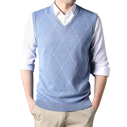 Duohropke West Herren Pullunder V-Ausschnitt Regular Fit Strickweste Ärmellose Winter Pulloverweste für Männer Business von Duohropke
