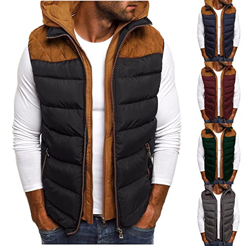 Duohropke Weste Jacken Herren Herren Weste Steppweste Wandern Vest Jagdwesten Männer Herbst Winter Mode Stehkragen Reine Farbe Weste Weste Jacke Top Coat Winterjacke Herren Outdoor von Duohropke