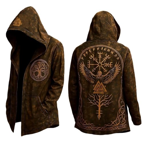 Duohropke Wikinger Kapuzenpulli Herren Mittellang Frühling Herbst Strickjacke Cosplay Kostüm Mit Kapuze 3D Gedruckt Cooler Mantel Biker Jacke Sweatshirt Sweatjacke Freizeitjacke Motorradjacke Duohropke Wikinger Kapuzenpulli Herren Mittellang Frühling Herbst Strickjacke Cosplay Kostüm Mit Kapuze 3D Gedruckt Cooler Mantel Biker Jacke Sweatshirt Sweatjacke Freizeitjacke Motorradjacke von Duohropke