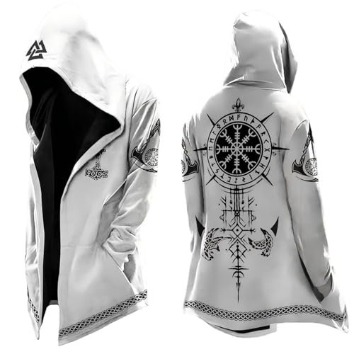 Duohropke Wikinger Kapuzenpulli Herren Mittellang Frühling Herbst Strickjacke Cosplay Kostüm Mit Kapuze 3D Gedruckt Cooler Mantel Biker Jacke Sweatshirt Sweatjacke Freizeitjacke Motorradjacke Duohropke Wikinger Kapuzenpulli Herren Mittellang Frühling Herbst Strickjacke Cosplay Kostüm Mit Kapuze 3D Gedruckt Cooler Mantel Biker Jacke Sweatshirt Sweatjacke Freizeitjacke Motorradjacke von Duohropke