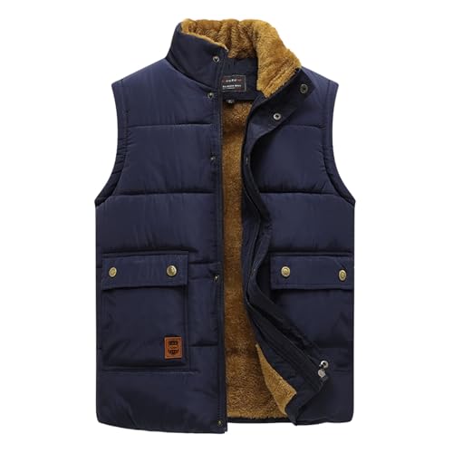Duohropke Winterweste Herren Gefüttert Outdoor Weste Warme Fleeceweste Freizeit Ärmellos Jacke Thermo Stehkragen Anglerweste mit Multi Taschen von Duohropke