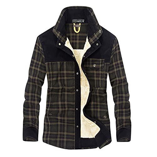 Holzfäller Thermohemd Herren Gefüttert Mit Kapuze Karierte Teddy-Fleece Flanellhemd Langarm Zipper Karierthemd Kapuzenhemd Hemdjacke Holzfällerhemd Thermo Arbeitshemd Sport Jacken Kapuzenpullover von Duohropke
