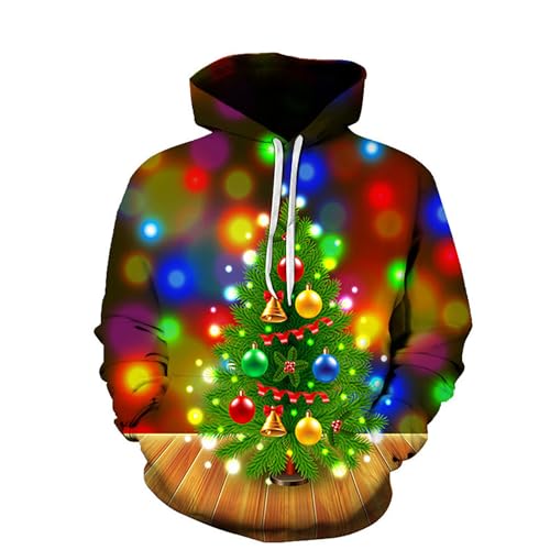 Hoodie Herren Pullover Lustige 3D Weihnachten Pullover Merry Christmas Weihnachtspullover Kapuzenpullover Unisex Sweatshirt Xmas Pullover Weihnachtshoody von Duohropke