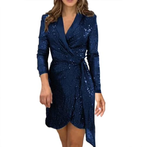 Paillettenkleid Damen Silber A-Linie Kleider Brautkleid Partykleid Sexy Bodycon Party Minikleid Glitzer Minikleider Sequin Dress Karneval Kostüm von Duohropke