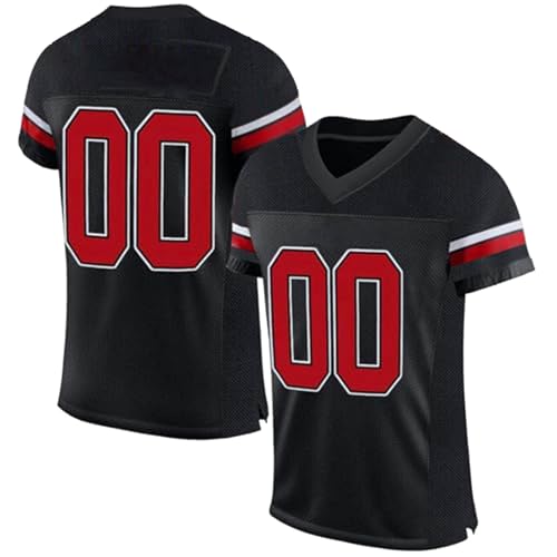 Personalisiertes American Football Trikot Print/Embroidery mit Namen Nummer Blank Practice Jersey Shirts Hip Hop Party Trikot für Herren Damen Kinder von Duohropke