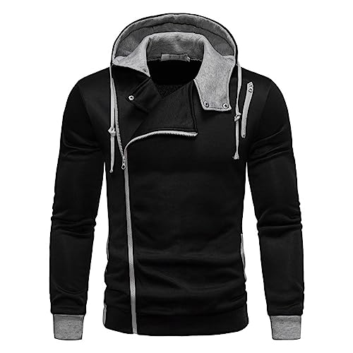 Pulli Herren Hoodie Slim fit Halfzip Jacke Kapuze Hoodie Sweatshirt Kapuzenpullover Schräger Reißverschluss Langarm Sweatjacke mit Kapuze Männer Casual Herbst Winter Kapuzenpulli Kapuzenjacke von Duohropke