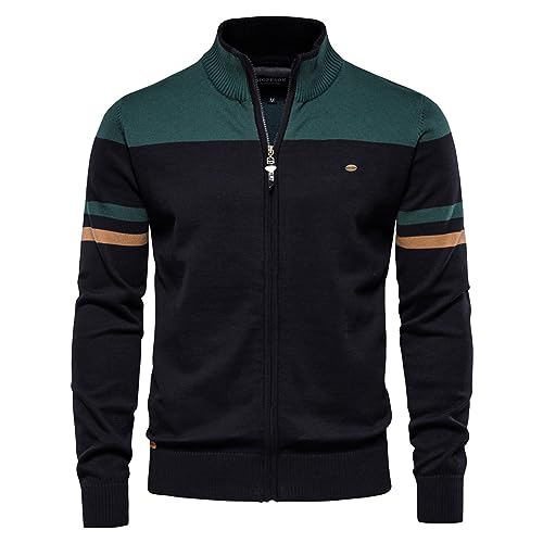Strickjacke Herren Cardigan Stehkragen Feinstrike mit Reißverschluß und Taschen Leicht Übergangsjacke Gefüttert Pullover Sweatjacke Wanderjacke Softshelljacke Herbst Freizeitjacke Windbreaker Jacken von Duohropke