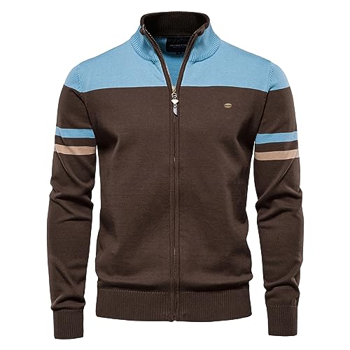 Strickjacke Herren Cardigan Stehkragen Feinstrike mit Reißverschluß und Taschen Leicht Übergangsjacke Gefüttert Pullover Sweatjacke Wanderjacke Softshelljacke Herbst Freizeitjacke Windbreaker Jacken von Duohropke