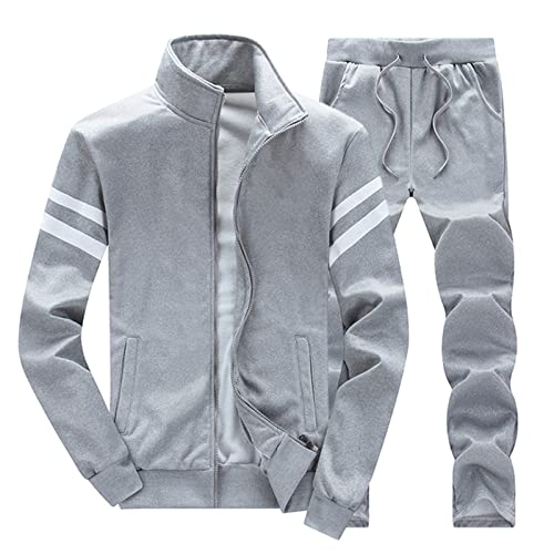 Warmer Jogginganzug Herren Winter Plüsch Trainingsanzug Herren Fleece Hausanzug Herren Winter Gefüttert und Warm Jogginganzug Herren Innen Mit Fell Kapuzenjacke Jogginghose Bekleidungsset 2-Teilig von Duohropke