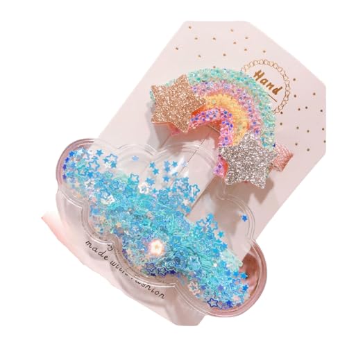 DuomaiJJ Kinder-Haarschmuck 2 Paar Glitzer Regenbogen Quicksand Cloud Kinderhaarclip Haarzubehör Accessoire-blau DuomaiJJ Kinder-Haarschmuck 2 Paar Glitzer Regenbogen Quicksand Cloud Kinderhaarclip Haarzubehör Accessoire-blau von DuomaiJJ