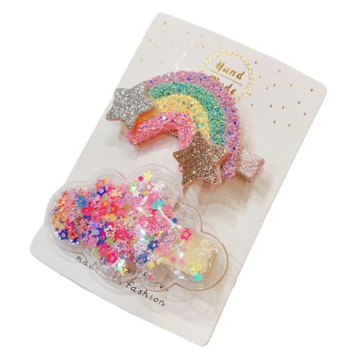 DuomaiJJ Kinder-Haarschmuck 2 Paar Glitzer Regenbogen Quicksand Cloud Kinderhaarclip Haarzubehör Accessoire-farbe DuomaiJJ Kinder-Haarschmuck 2 Paar Glitzer Regenbogen Quicksand Cloud Kinderhaarclip Haarzubehör Accessoire-farbe von DuomaiJJ