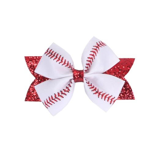 DuomaiJJ Kinder-Haarschmuck Pack Von 4 Sports Baseball Bogen Rippen Glitzer Trimm Haarclips-rot DuomaiJJ Kinder-Haarschmuck Pack Von 4 Sports Baseball Bogen Rippen Glitzer Trimm Haarclips-rot von DuomaiJJ