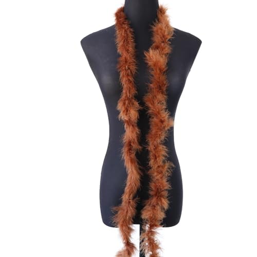 1 x 2m Federboa Truthahnfedern Boa,Flauschige Plüsch-Feder Boa Federstola Federschal Federgirlande für Weihnachtsbaum Hochzeit Basteln Burlesque Karneval Party 20er Jahre Kostüm Deko,ca. 10g Braun von Duories