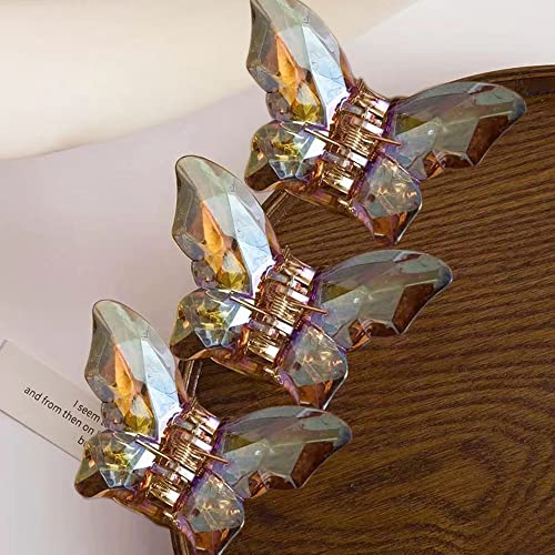3 Stück Schmetterling Haarspangen,Kristall Butterfly Hair Jaw Clips Haarklammern Haarnadel Rutschfeste Haar Fänger Haarklauenclip Haarstyling-Zubehör Haarschmuck für Frauen Damen Mädchen,Kaffee von Duories
