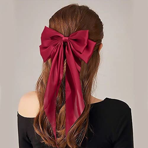Große Haarklammer, 40CM Lange Elegante Stoff Haarschleifen Clip Haarnadelschleife,Damen Haarspangen Haarschmuck Haarclip Haar-Accessoires für Frauen Mädchen Dicke Haar Dünne Haar,Rot von Duories