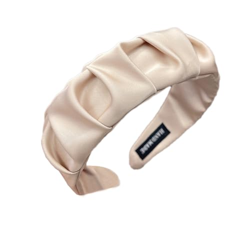 Falten Stoff Stirnbänder für Damen, Haarband für Damen, Breit Damen Stirnband Haarreifen Stirnband Haarbänder Haarreif Kopfband Headband Haarschmuck Zubehör für Frauen Damen Mädchen Beige von Duories