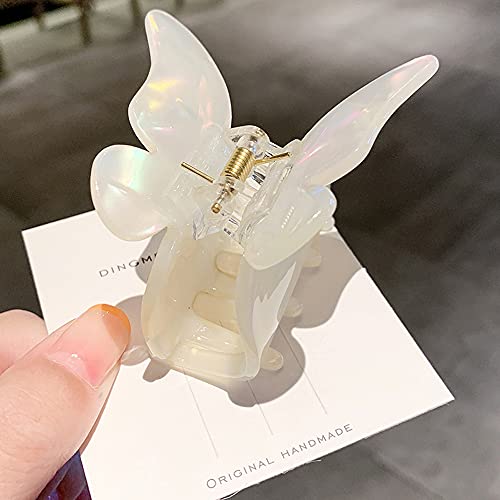 Schmetterling Haarklammern Haarspangen Kleine Haarklauenclips,Glitzer Muschel Marmor Leoparden Haar Fänger Kiefer Klemme Haar Jaw Clips Haarstyling-Zubehör Haarschmuck für Damen Mädchen,Weiß von Duories