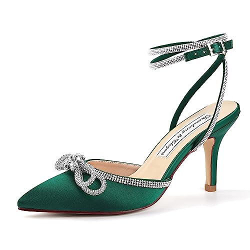 Duosheng & Elegant HC2302 Dark Green Pumps High Heel Sexy Geschlossene Sandalen Damen Sommer Slingpumps Damen für Party Abendschuhe Hochzeitsschuhe Brautschuhe Gr. 41 von Duosheng & Elegant