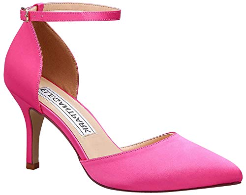 Duosheng & Elegant High Heel Pumps Satin Ankle Strap Riemchen Hoch Spitze Zehen Satin Partei Abendschuhe Hochzeitsschuhe Brautschuhe Rosa Gr. 40 von Duosheng & Elegant